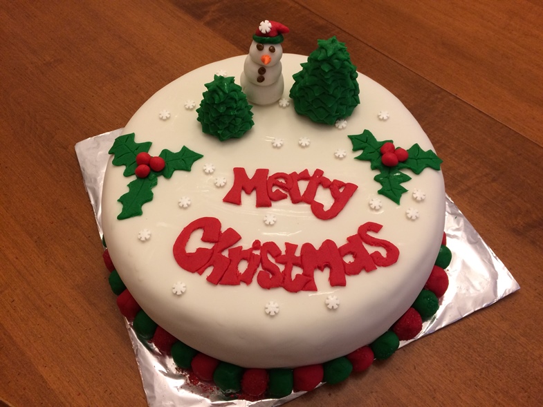 Decorated Gluten-Free Christmas Fruitcake. 